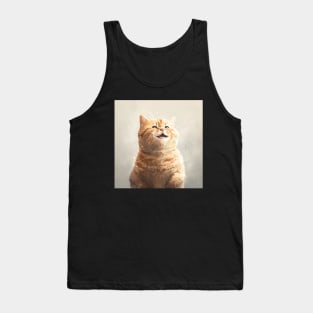 Realistic illustration of ginger fat cat Tank Top